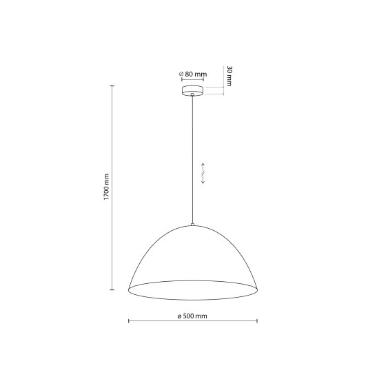 Kopułowa, nowoczesna lampa wisząca do oświetlenia kuchni ⌀50cm