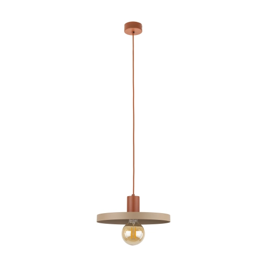 Lampa wisząca o nietypowym kształcie, kolor beżowo-ceglany, 1 x E27