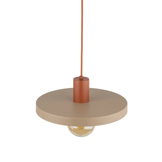 Lampa wisząca o nietypowym kształcie, kolor beżowo-ceglany, 1 x E27
