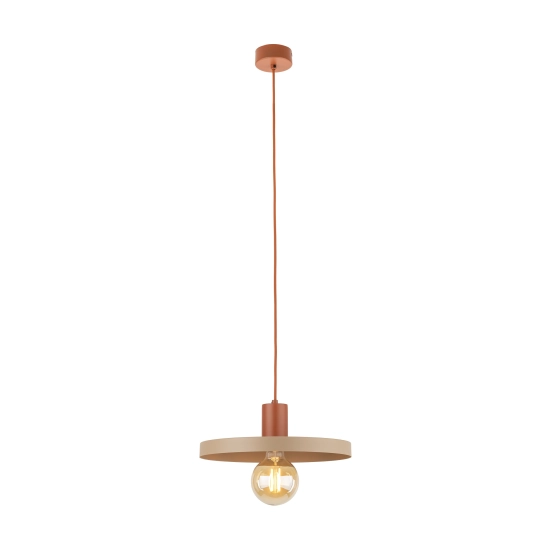 Lampa wisząca o nietypowym kształcie, kolor beżowo-ceglany, 1 x E27