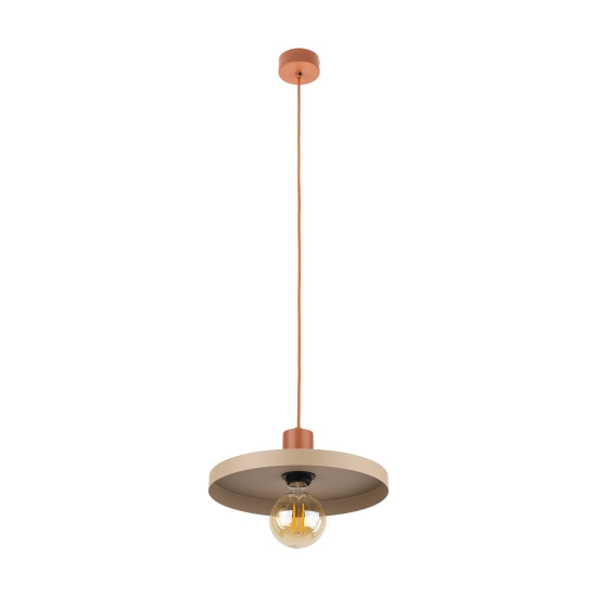 Lampa wisząca o nietypowym kształcie, kolor beżowo-ceglany, 1 x E27