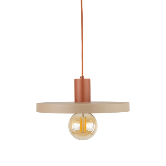 Lampa wisząca o nietypowym kształcie, kolor beżowo-ceglany, 1 x E27