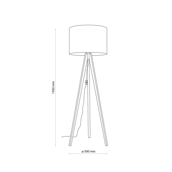 Drewniana lampa stojąca z czarnym, klasycznym abażurem