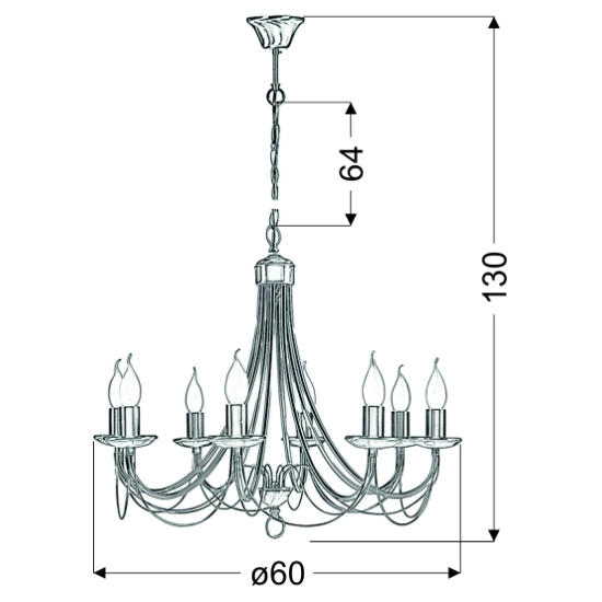 Duża lampa wisząca w stylu świecznikowym, kolor patyna, do salonu