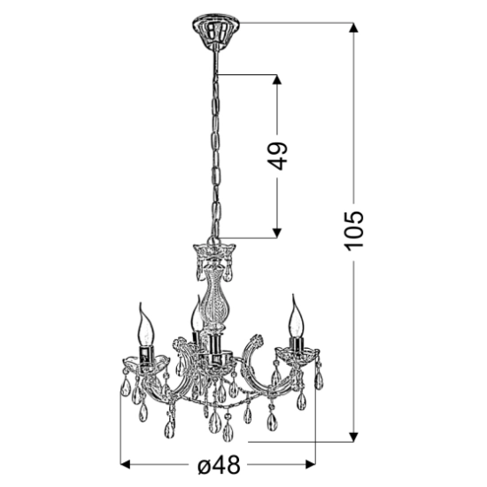 Złota, elegancka lampa wisząca, świecznik na łańcuchu, do salonu