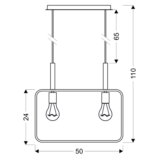 Minimalistyczna lampa wisząca z elementami drewna, odsłonięte żarówki