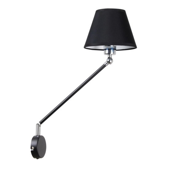 Dekoracyjna lampa ścienna z abażurem, na wysięgniku, nad łóżko