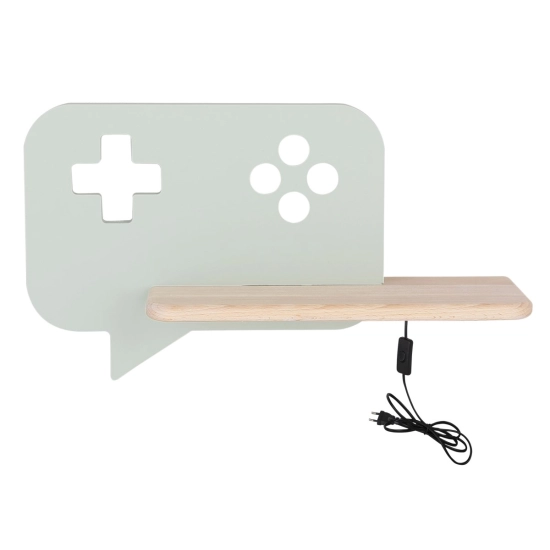 Gamerska, nowoczesna lampa ścienna, ledowa z półką i włącznikiem