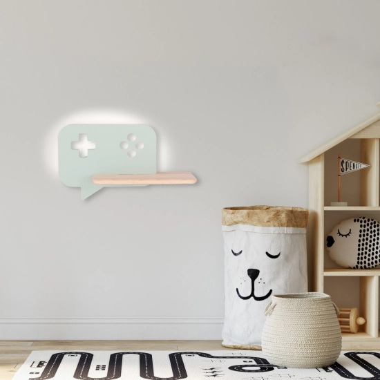 Gamerska lampa ścienna, ledowa z półką i włącznikiem na przewodzie