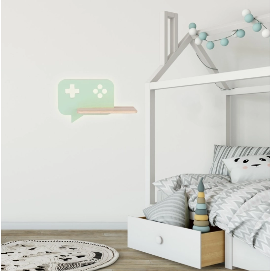 Gamerska lampa ścienna, ledowa z półką i włącznikiem na przewodzie