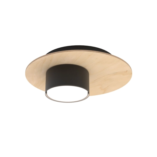 Lampa sufitowa na jedną żarówkę, drewno-czerń