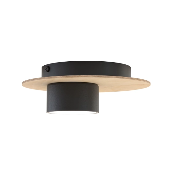 Lampa sufitowa na jedną żarówkę, drewno-czerń