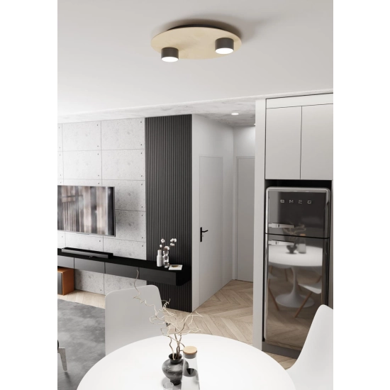 Lampa sufitowa dwupunktowa o okrągłej podstawie
