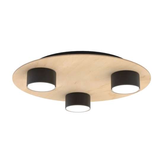 Lampa sufitowa, 3 x GX53 na drewnianej podstawie