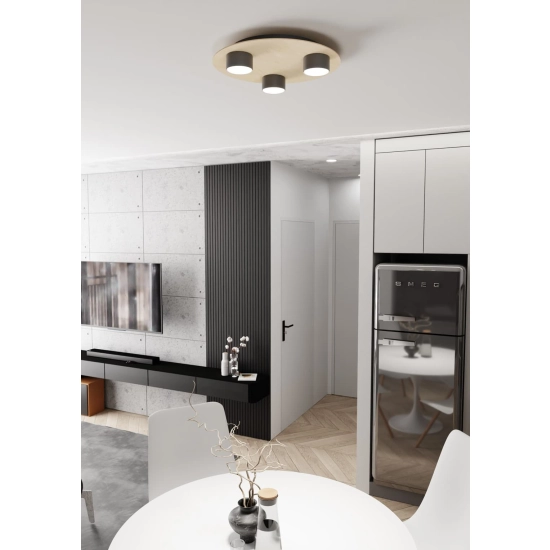 Lampa sufitowa, 3 x GX53 na drewnianej podstawie