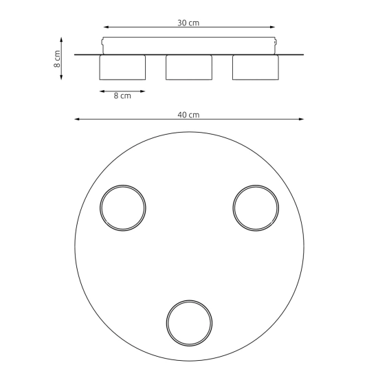 Lampa sufitowa, 3 x GX53 na drewnianej podstawie