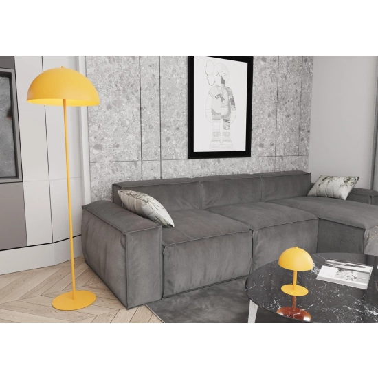 Lampa podłogowa w kolorze pomarańczowym do stylowej sypialni