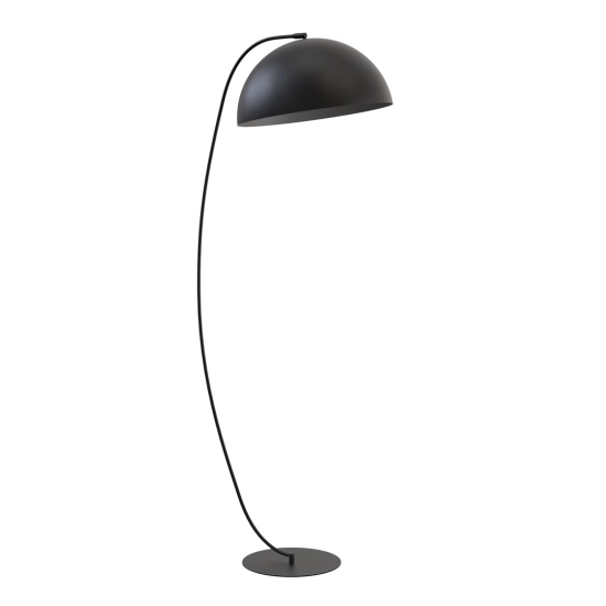 Lampa podłogowa z wygiętą w łuk nogą, czarna