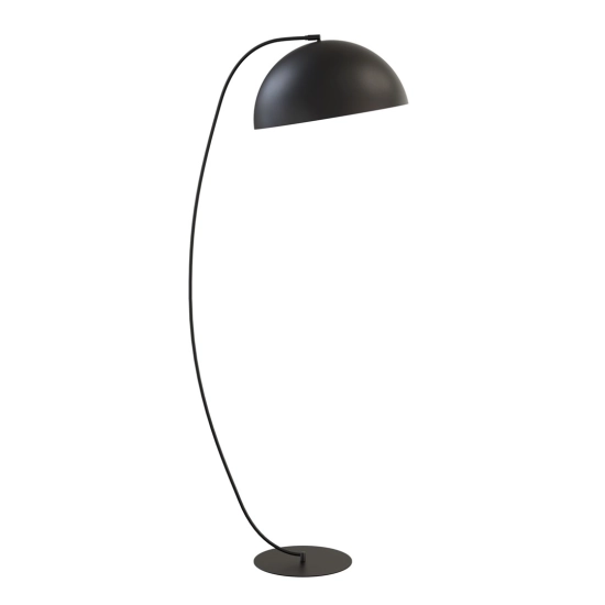 Lampa podłogowa z wygiętą w łuk nogą, czarna