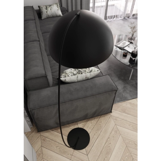 Lampa podłogowa z wygiętą w łuk nogą, czarna