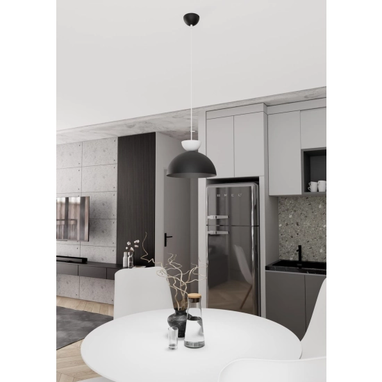 Monochromatyczna lampa wisząca do salonu, czarno-biała