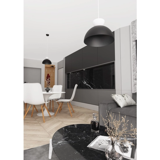 Monochromatyczna lampa wisząca do salonu, czarno-biała