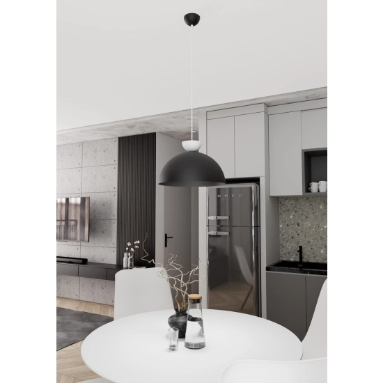 Czarno-biała lampa wisząca do sypialni, monochromatyczna