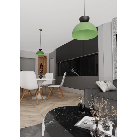 Nowoczesna lampa wisząca, zielono-czarna