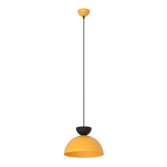 Pomarańczowo-czarna lampa wisząca z półkulistą oprawą
