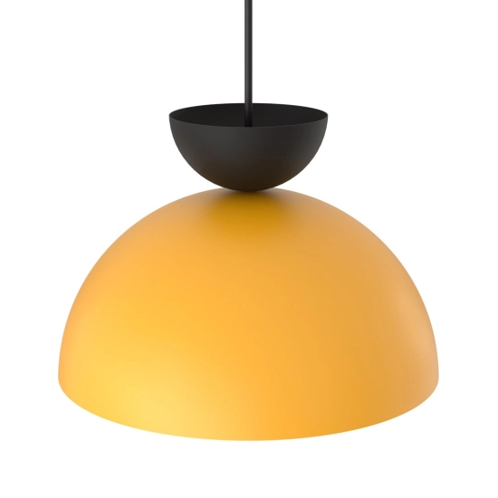 Pomarańczowo-czarna lampa wisząca z półkulistą oprawą