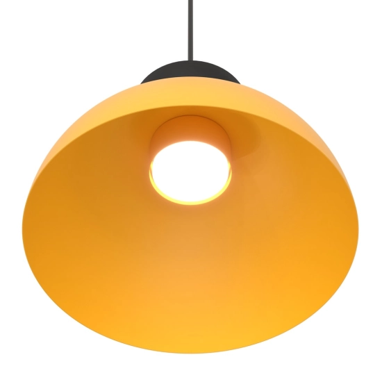 Pomarańczowo-czarna lampa wisząca z półkulistą oprawą