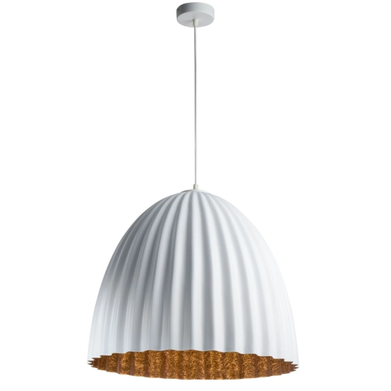 Lampa wisząca do skandynawskiej sypialni, miedziany środek ⌀70cm