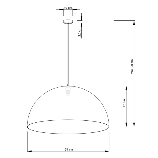 Półokrągła lampa wisząca z otwartym abażurem, nad stół ⌀35cm