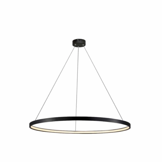 Designerska, czarna lampa wisząca w kształcie koła Ø40cm, LED 3000K