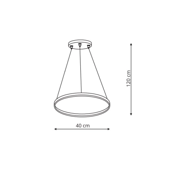 Designerska, czarna lampa wisząca w kształcie koła Ø40cm, LED 3000K