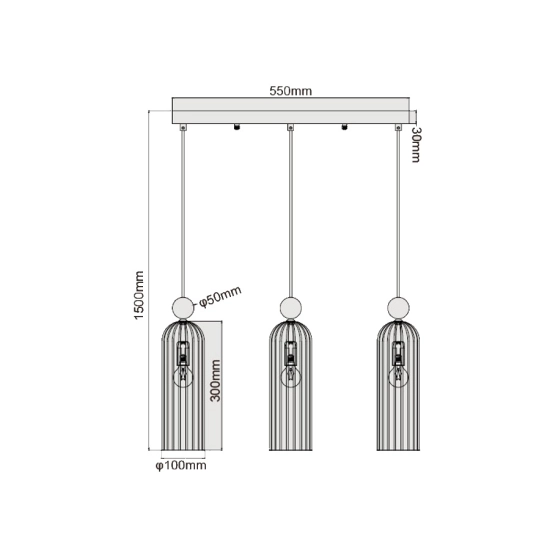 Elegancka, złota lampa wisząca z bursztynowymi kloszami, do jadalni