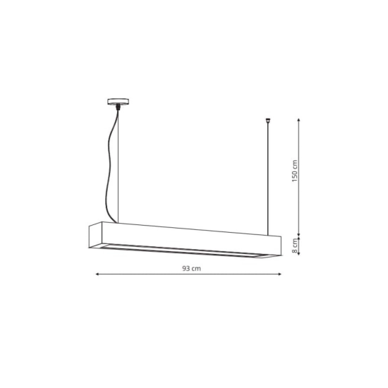 Lampa wisząca w formie czarnej listwy, pozioma lampa nad stół 93cm