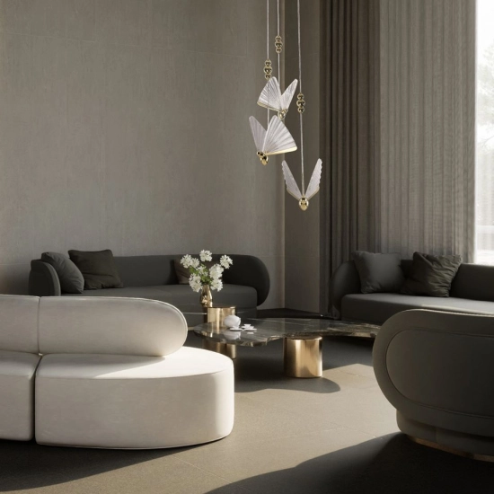 Dekoracyjna lampa wisząca w stylu modernistycznym, wiszące motyle