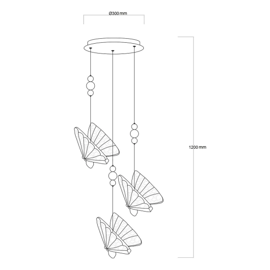 Dekoracyjna lampa wisząca w stylu modernistycznym, wiszące motyle