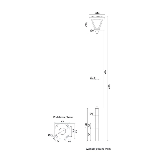Lampa ogrodowa stojąca LED, wysoka, z ciepłą barwą światła | MARS