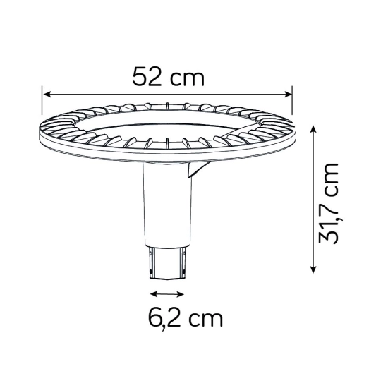 Lampa ogrodowa o wysokości 425 cm z głowicą w kształcie obręczy | STER MAX