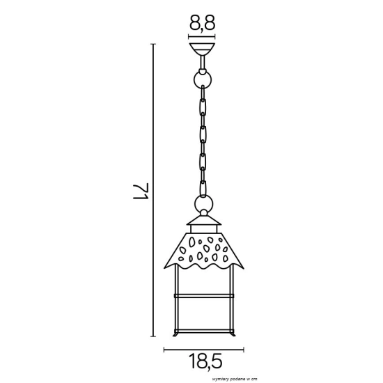 Klasyczna lampa wisząca ogrodowa, idealna do zawieszenia na tarasie| CADIZ