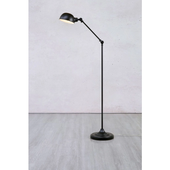 Minimalistyczna, czarna, regulowana lampa podłogowa do salonu w stylu loft