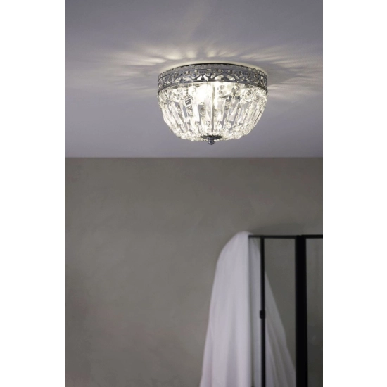 Elegancka lampa sufitowa na bazie okręgu kryształowy klosz, do salonu