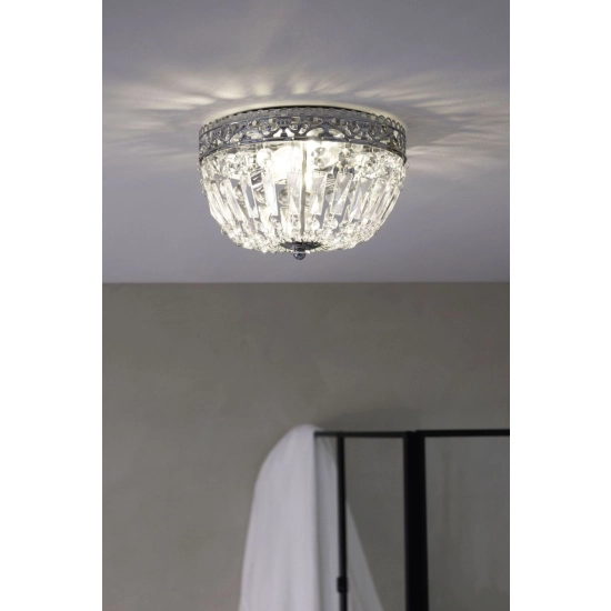 Elegancka lampa sufitowa na bazie okręgu kryształowy klosz, do salonu