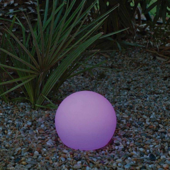 Minimalistyczna lampa ogrodowa, kula LED, solarna/akumulatorowa