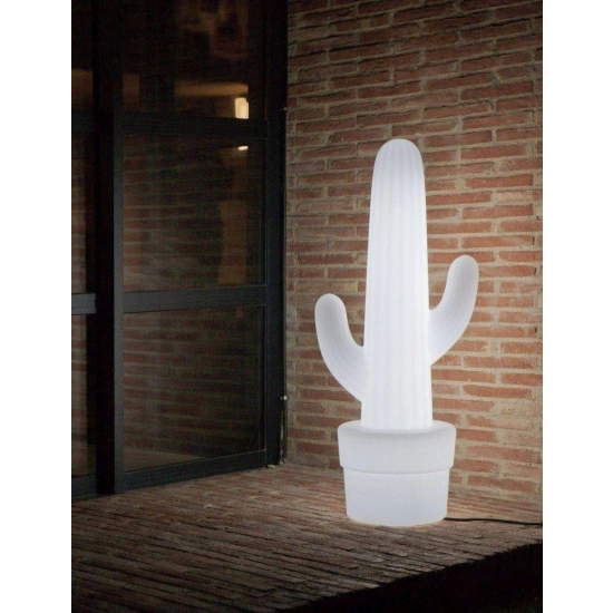 Stojąca lampa tarasowa LED w kolorze białym, kaktus