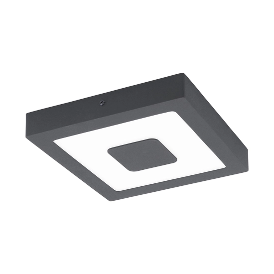 Ciemnoszara lampa sufitowa LED zewnętrzna, plafon idealny na taras
