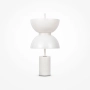 Biała lampka stołowa, nocna, wbudowane źródło światła