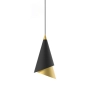 Czarno-złota lampa wisząca LED w kształcie stożka, idealna do sypialni